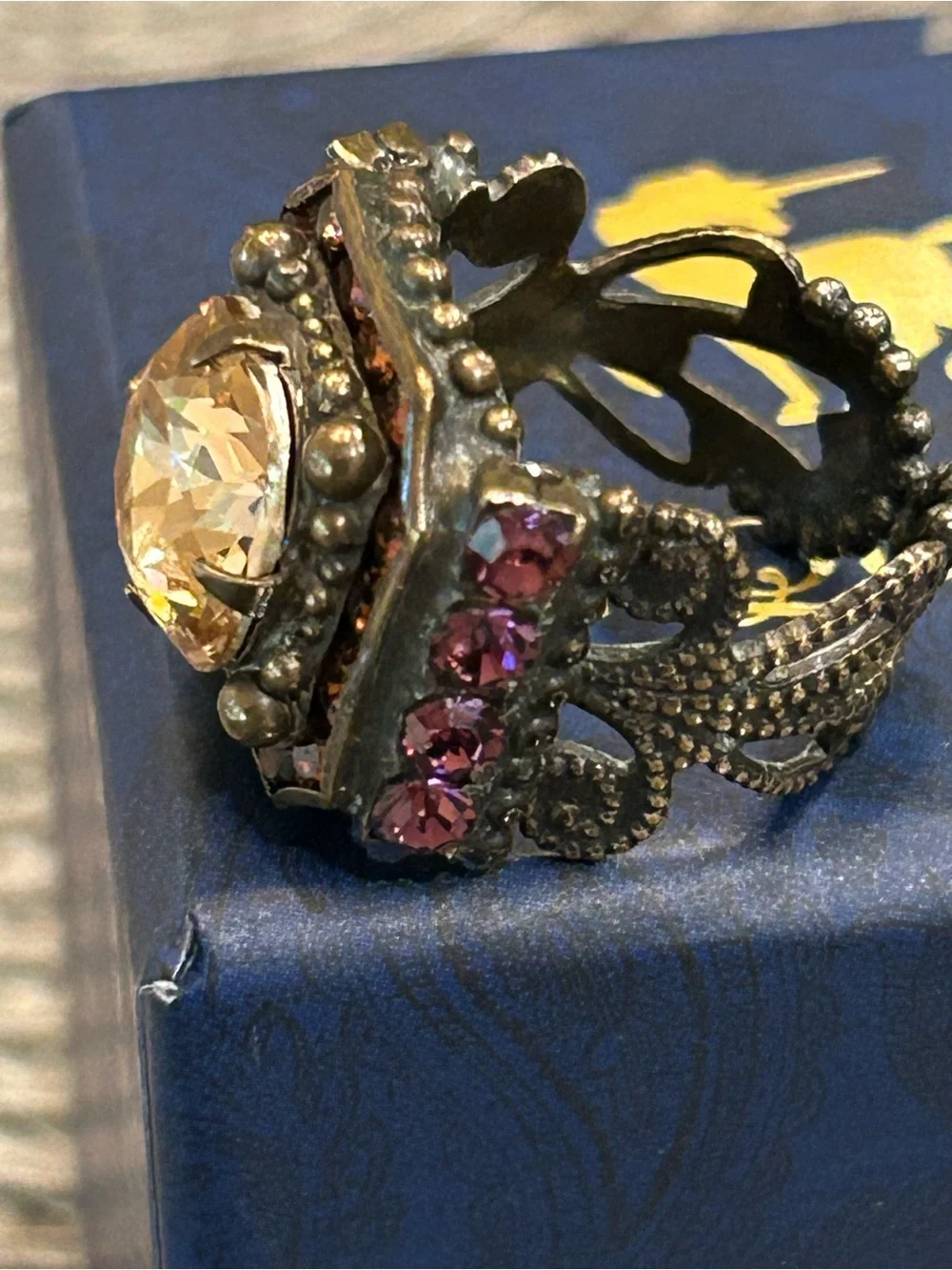 Papyrus Niquea.D Sorrelli Octagon Brass and Crystal Cocktail Ring